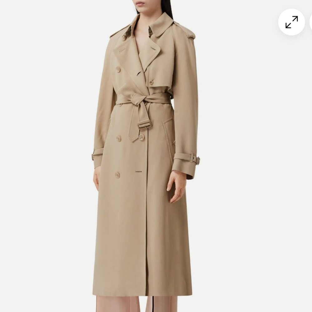 NWT Burberry Silk Pedley Double-breasted Trench Coat In Soft Fawn US 6